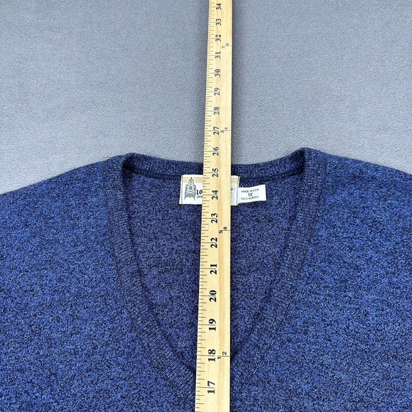VINTAGE London Fog Sweater Vest Mens XL Blue Black Acrylic V Neck Made In USA - Picture 4 of 7